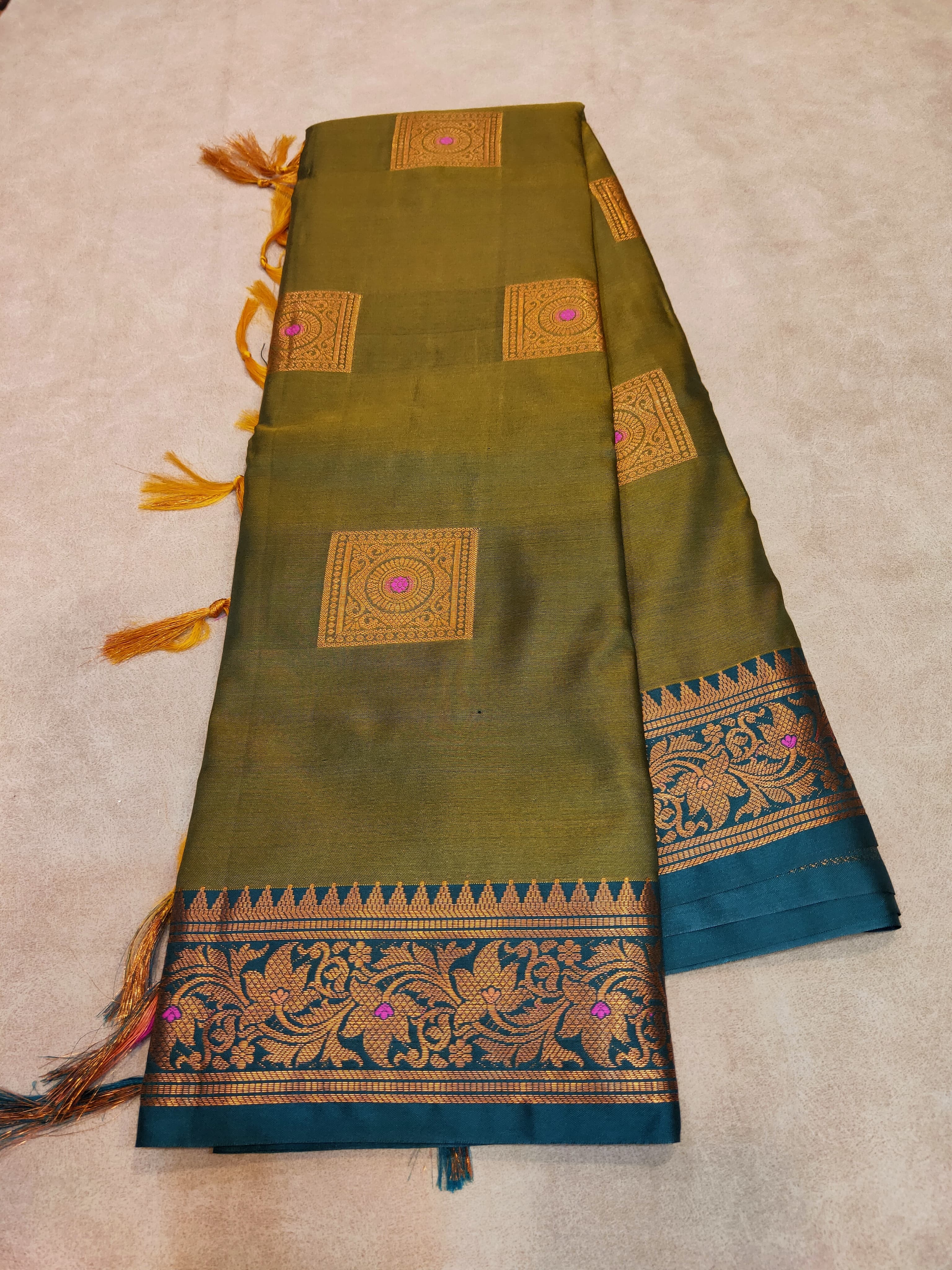 Mehendi green banarasi soft silk meena boota