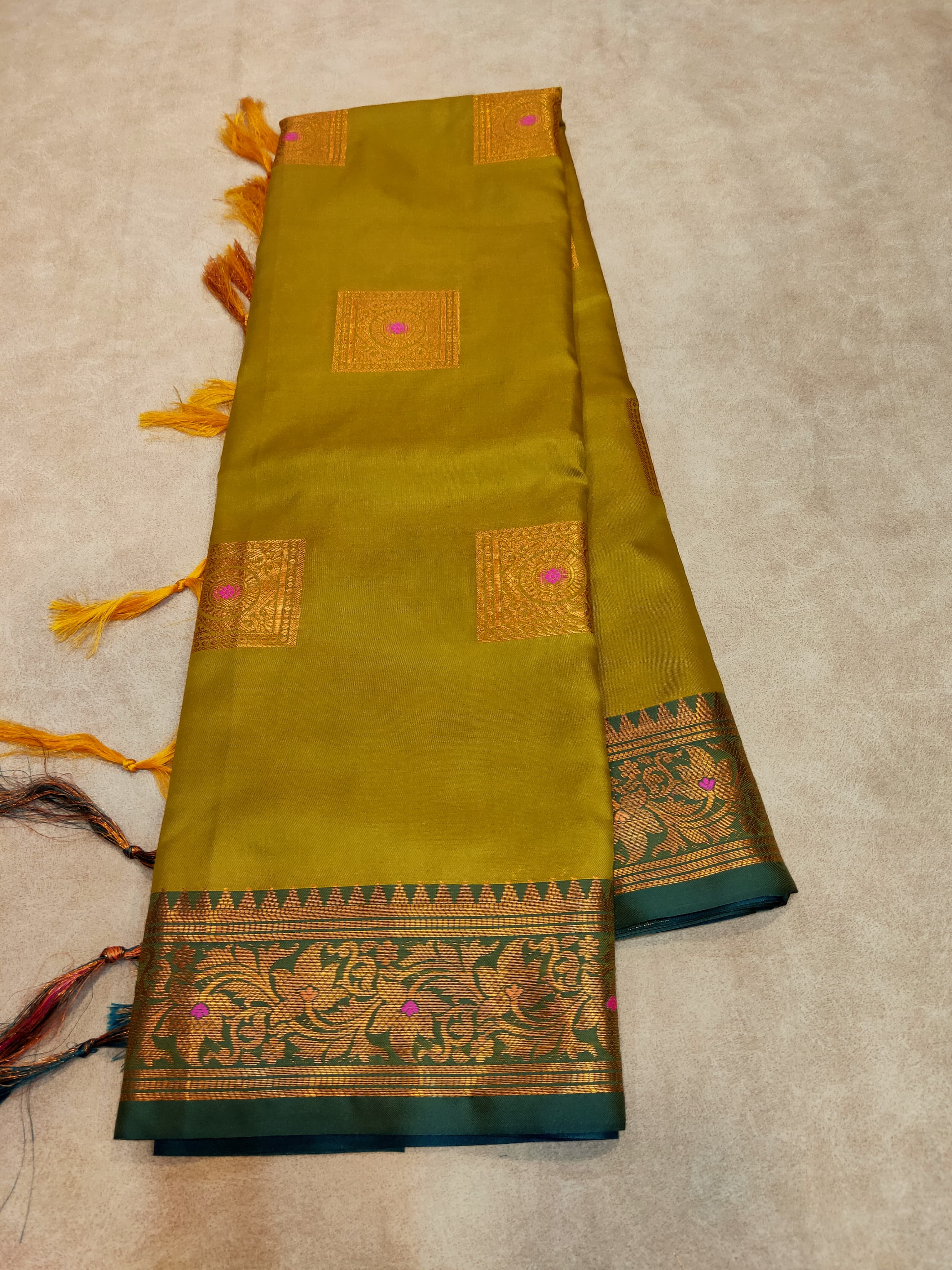 Light Mehendi banarasi soft silk meena boota