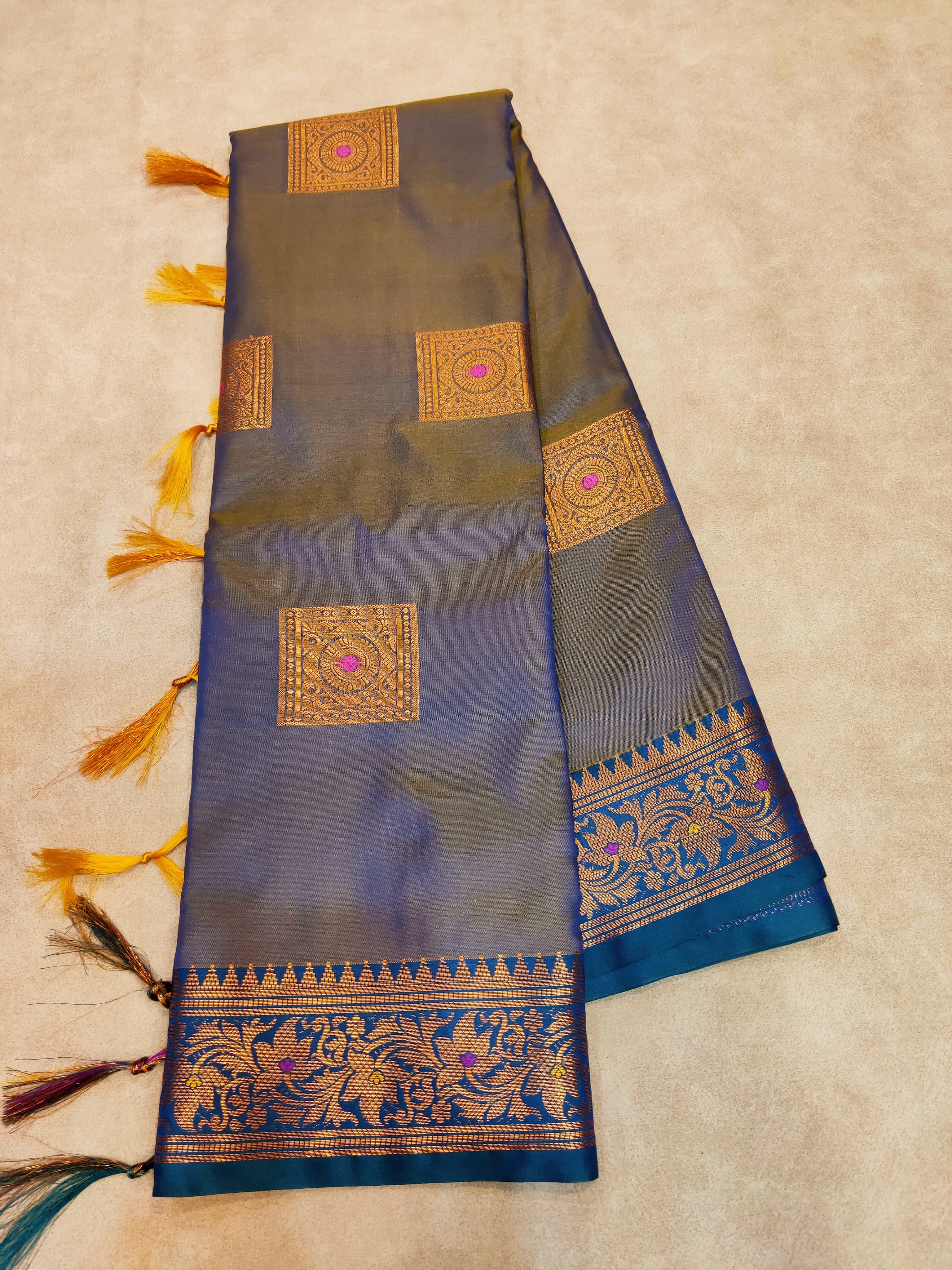 Navy banarasi soft silk meena boota