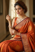 Orange banarasi soft silk meena boota