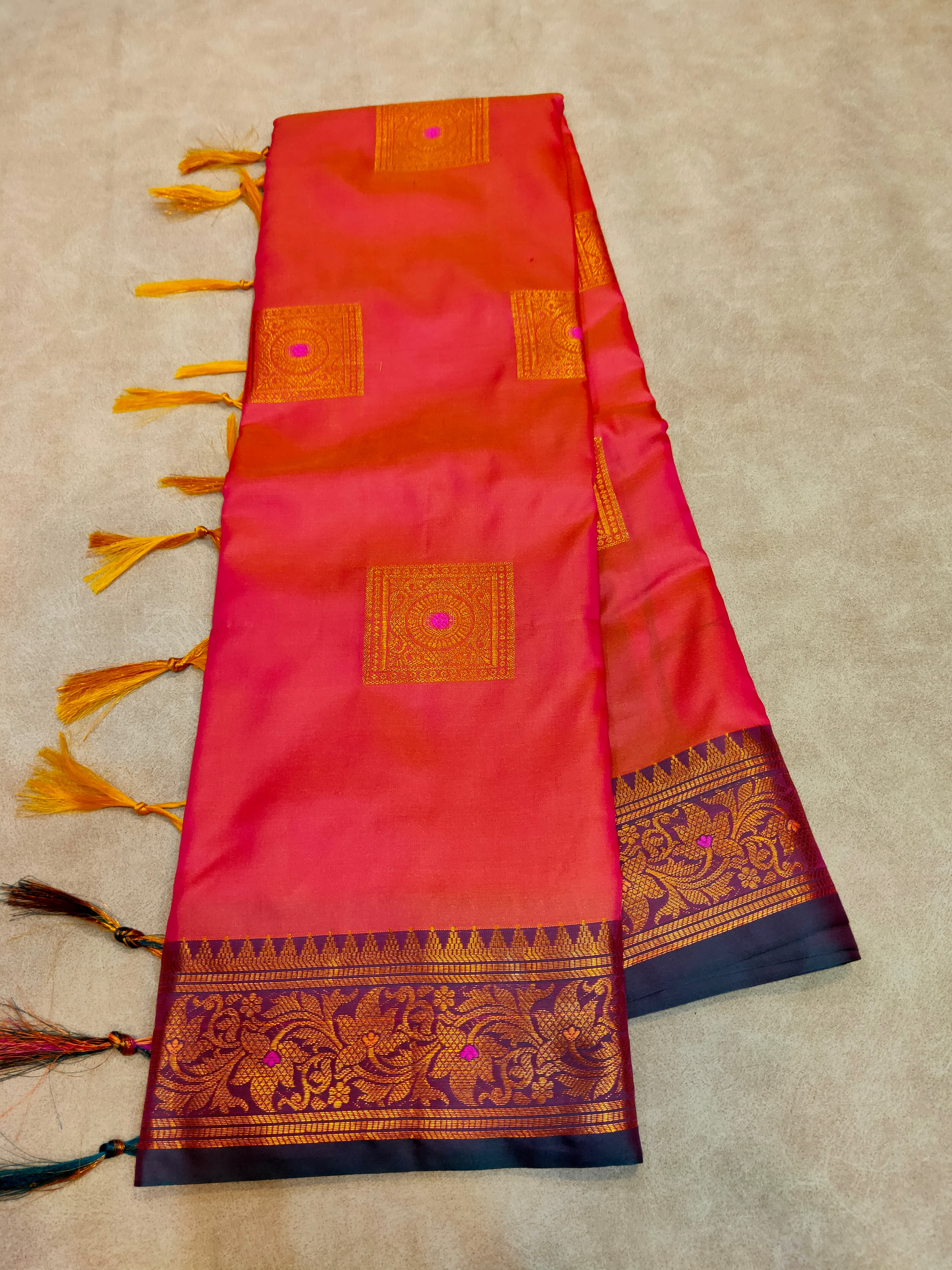 Pink banarasi soft silk meena boota