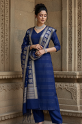 Blue cotton banarasi 3pc Banarasi suit